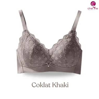 Chelyne BH Wanita B28813 Full Cup Bra Seamless Lycra Mix Brukat Tanpa Kawat - Big Size Bra 36/42. Si