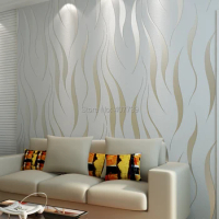 New Modern tv background brief 3d three-dimensional wallcovering non-woven designer wallpaper wave stripe wall paper