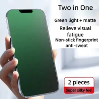 2 pcs Apple 13/13pro green frosted tempered film iPhone 11/12 earpiece dust film xsmax phone film