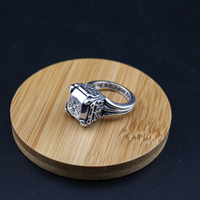 Chrome Heart 1:1 Correct version S925 Sterling Silver ใหม่กล่องสี่เหลี่ยมสามมิติแหวนดอกไม้ไขว้แหวนเงินไทย