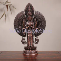 Copper Thousand Hand Guanyin Ornaments Eyes Arms Eleven Faces Buddha Statue