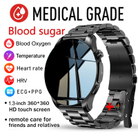 2023ใหม่ระดับน้ำตาลในเลือด ECG PPG สมาร์ทนาฬิกาผู้ชายอุณหภูมิร่างกายความดันโลหิตนาฬิกาสุขภาพ IP68นาฬิกากันน้ำผู้ชาย Smartwatch
