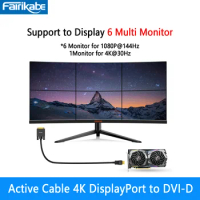 4K Active Cable DP to DVI Adapter Active DisplayPort to HDMI 6 MultiStream Display for Laptop GraphicCard Monitor TV