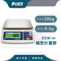 【Polit 沛禮】ESW計重秤 最大秤量20kg x感量0.5g(超大秤盤 上下限警示 簡易計數 電子秤)