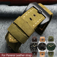 22mm 24MM 26mm Bracelet For Panerai Watchband High-quality Leather PAM111 With rivet Vintage cowhide Men Diesel Soft Watch Strap