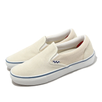 【VANS】休閒鞋 Skate Slip-On 男鞋 女鞋 白 藍 懶人鞋 滑板鞋 拼接 膠底(VN0A5FCAACV)