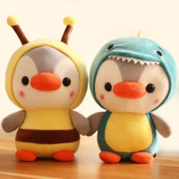 Kawaii Plush Toy Penguin Turn To Dinosaur Frog Unicorn Bee Stuffed Doll Cartoon Animal Birthday Christmas Gift for Kids Children
