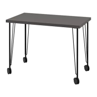LINNMON/KRILLE 書桌/工作桌, 深灰色/黑色, 100x60 公分