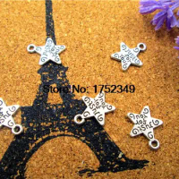 50pcs--Just for You charms,Antique silver Star "just for you"Charm Pendants,Pentangle,Pentagram,Tear Drop,Jewelry Making 12x14mm