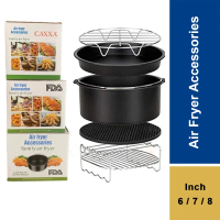 Full set Non stick 6 in 1 Air Fryer Accessories 6 in 7 in 16cm Air Fryer Oven Pengoreng Udara Akseso