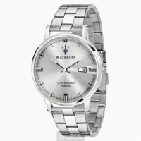 【MASERATI 瑪莎拉蒂】瑪莎拉蒂男女通用錶型號R8853130001(白色錶面銀錶殼銀色精鋼錶帶款)