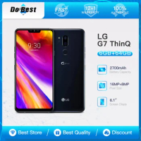 Original LG G7 ThinQ G710N G710VM 4G LTE Mobile Phone 6.1" IPS LCD Octa Core Snapdragon 845 Dual Camera 16MP Camera CellPhone