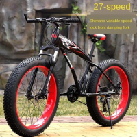 4.0 Large Fat Tire Damping Snowmobile Mountain Bike Transmission MTB Double Disc Brake Cross Country Bicycle aldult Fatbike