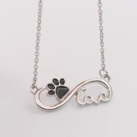 Dog Cat Paw Print necklace Infinity Love Pendant Jewelry Gifts for Dog Owner