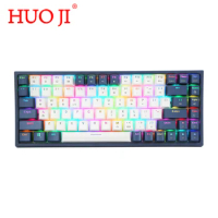 HUO JI CQ84 84 Key Mechanical Keyboard USB Wired RGB Gaming Mechanical Keyboard Support Bluetooth Red Blue Switch For Desktop