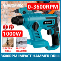 Electric Goddess 1000W Rechargeable Cordless Rotary Hammer Drill 3600rpm Impact Drill Electric Tools for Makita 18v Battery