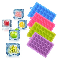24 Sells Ice Cube Tray With Lid Ice Cube Mold Food Grade Silicone Whiskey Cocktail Drink Chocolate Ice Cream Maker Party Bar