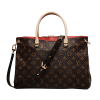 LV M41175 Monogram Pallas拼接皮革手提/肩背包(櫻桃紅)