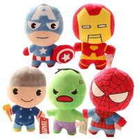 12cm Disney Marvel Avengers Plush Stuffed Toys Spiderman Hulk Iron Man Captain America Cartoon Anime Plush Toy Boys Gifts Decor