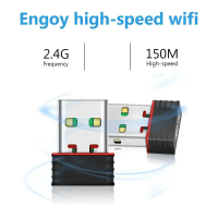 เสาอากาศ WiFi, ขนาดเล็ก, อะแดปเตอร์ WiFi USB, USB2.0, อีเธอร์เน็ต WiFi, ความเร็ว 150Mbps, Dongle WiF