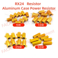 1PCS 10W 25W Aluminum Power Metal Shell Case Wirewound Resistor 0.01 ~ 30K 1 2 3 5 6 8 10 20 100 150 1K 10K ohm Igmopnrq RX24 5W