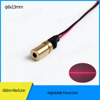 Adjustable Focus D6X13mm 650nm 1mw 5mw Red Line Diode Copper Head Focusable Professional Laser Module Metal Laser