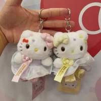 Hello Kitty 50Th Anniversary Plush Keychain Sanrio Cartoon Kawaii Birthday Plush Pendant Stuffed Toys Bag Decoration Girls Gifts