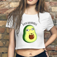 AVOCADORABLE Women's Crop tshirt Cute A giggling avocado Crop tee summer style Crop top Ladies Goth style Women’s Crop tee tops