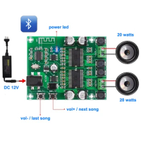 2*20W Dual YDA138 Amplifier Board 2 Channel Digital Power Audio Class D DC12V HIFI Stereo Amplifiers