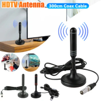 HD TV Antenna DVB-T DVB-T2 DAB Digital Receiving Antenna Plug and Play 300cm Coax Cable Digital HD Freeview Aerial for Smart TV