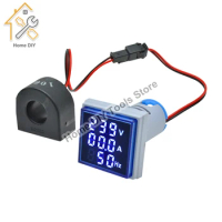 0-100A 60-500V 22MM 3 in 1 Square Mini Digital Voltmeter Ammeter Hz Hertz Frequency Meter Current Voltage Indicator Tester