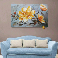 Lukisan bunga Kamboja kuning aesthetic    mewah texture tebal