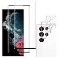 ตัวป้องกันหน้าจอกระจกนิรภัย, 3D, ป้องกันเลนส์กล้อง, สำหรับ Samsung Galaxy S23 Ultra 5G, S22 Plus, S2