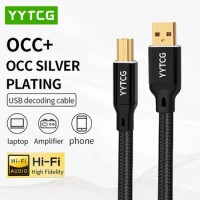 YYTCG Hifi USB Cable DAC A-B C-B C-C Digital AB Audio High Quality OCC Silver Plating Type A to Type B Hifi Usb Typec Cable
