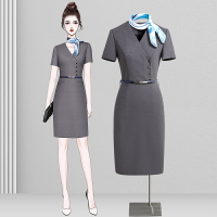 職業連衣裙女夏季新款收腰顯瘦時尚氣質洋氣空姐制服工裝裙子短袖