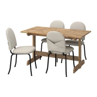 NACKANÄS/EBBALYCKE 餐桌附4張餐椅, 相思木/idekulla 米色, 140 公分