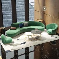 【可開發票】沙發 懶人沙發 北歐婚紗店創意弧形沙發客廳布藝懶人沙發桌椅組合簡約多人位沙發