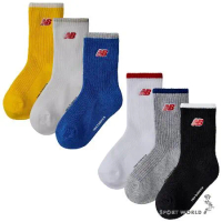 New Balance 襪子 中筒襪 刺繡 3入組 黑白灰/黃白藍 LAS49163AS1/LAS49163AS2