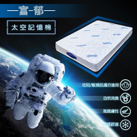 【富郁床墊】太空記憶棉60高密度獨立筒床墊雙人加大180x190x18cm(膠原蛋白自然除臭表布 台灣床墊工廠直營)