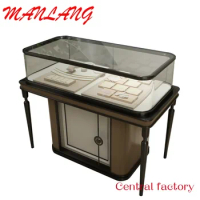 CustomCustomized Modern Top Grade Stainless Steel Glass Luxury Jewelry Showcase Display Table Cabinet Sets For Shop