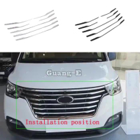 Car Protection Detector Trims ABS Chrome Engine Front Up Grid Grill Grille Strips For Hyundai Starex H-1 H1 2018 2019 2020 2021
