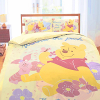 【享夢城堡】雙人加大床包兩用被套四件組(迪士尼小熊維尼Pooh 迪士尼粉紅季-米黃.粉)