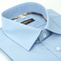 【金安德森】經典格紋繞領藍色細紋窄版長袖襯衫