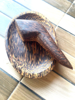 cobek ulek oval kayu aren lemper tempat sambal kayu aren diameter 15 cm