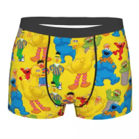 Custom Elmo Boxers Shorts Men Cookie Monster Pattern Briefs Underwear Novelty Underpants
