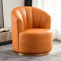 Luxury Chairs Nordic Style Leather Covers Single Sofa Swivel Salon Elbow Support Home Chair Fluffy Poltrona Designer Furniture