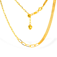 【福西珠寶】買一送珠寶盒9999黃金項鍊 無段調節伸縮項鍊 雙拼古巴項鍊(金重1.81錢+-0.03錢)