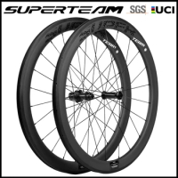 SUPERTEAM 700C*25 Rim Brake Carbon Wheelset Tubeless Road Bicycle Wheels 50mm