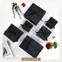 楓林宜居 黑色禮盒禮袋正方形小眾高級禮品包裝盒生日禮物盒空盒畢業小禮物
