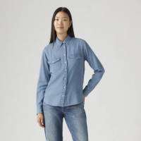 【LEVIS】女款 經典WESTERN西部長袖牛仔襯衫 / 輕磅丹寧 上衣 人氣新品 16786-0105
